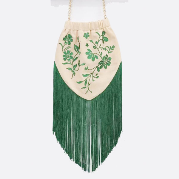 Bolso Añada Beige Bordado Verde de Káhyra