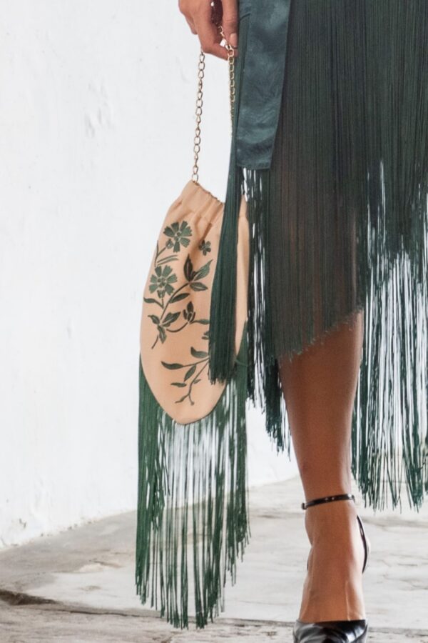 Bolso Añada Beige Bordado Verde de Káhyra - Imagen 2