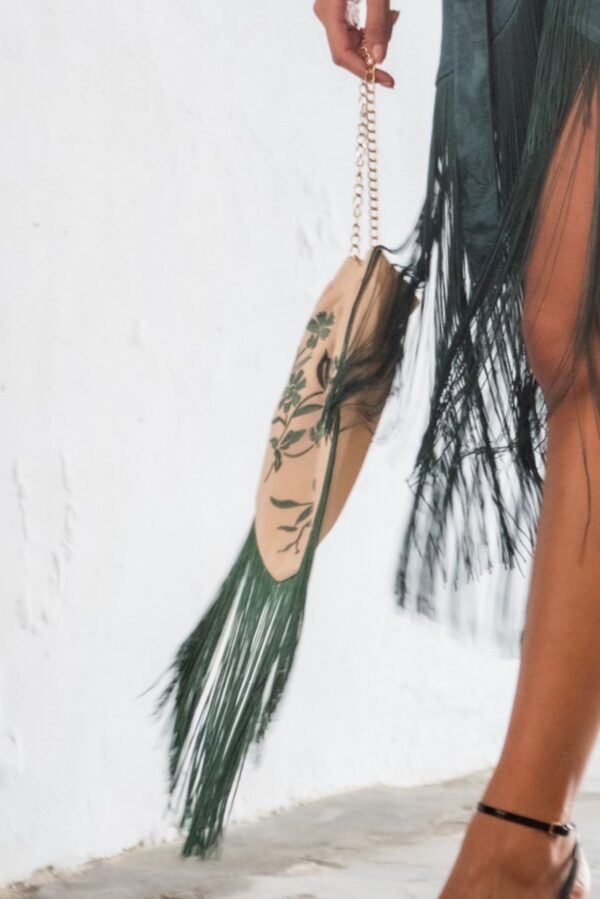 Bolso Añada Beige Bordado Verde de Káhyra - Imagen 3