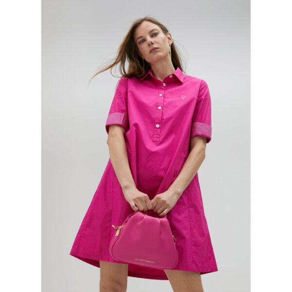 Vestido Detalle Strass en Mangas Fucsia de Lola Casademunt