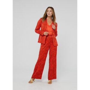 Pantalón Recto Estampado Animal Print Rojo-Naranja de Lola Casademunt by Maite
