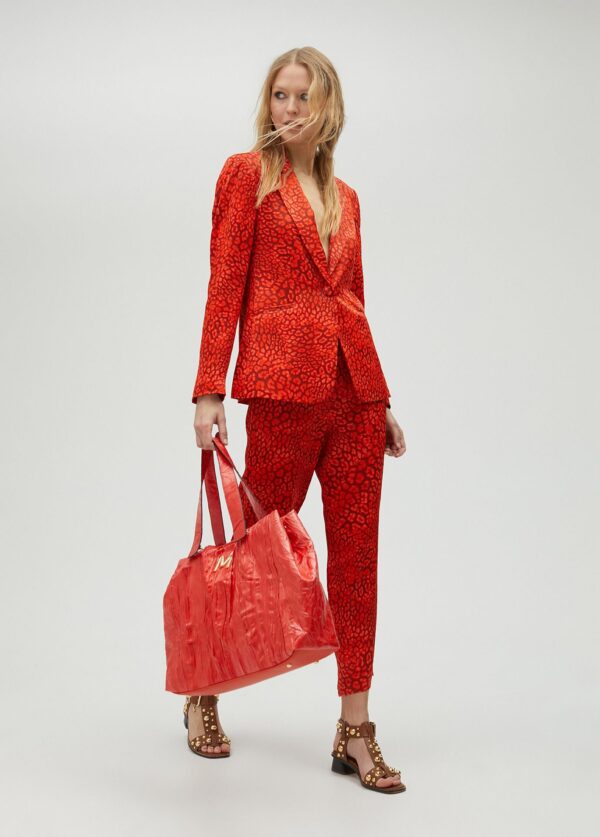 Pantalón Recto Estampado Animal Print Rojo-Naranja de Lola Casademunt by Maite - Imagen 5