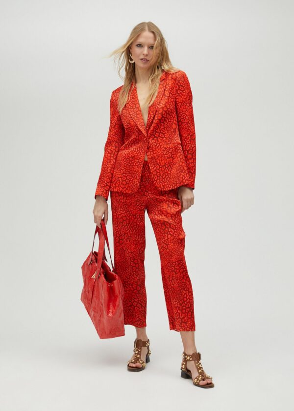Pantalón Recto Estampado Animal Print Rojo-Naranja de Lola Casademunt by Maite - Imagen 6