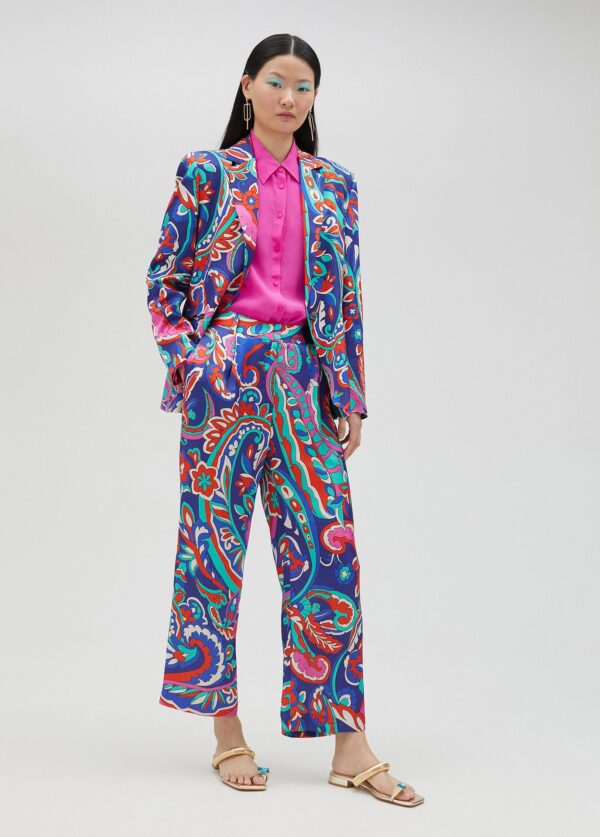 Pantalón Estampado Paisley Azul y Rosa de Lola Casademunt by Maite - Imagen 2