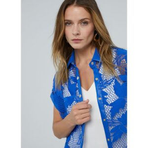Camisa Corta Calada Guipur Azul de Lola Casademunt by Maite