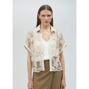 Camisa Corta Calada Guipur Crudo de Lola Casademunt by Maite