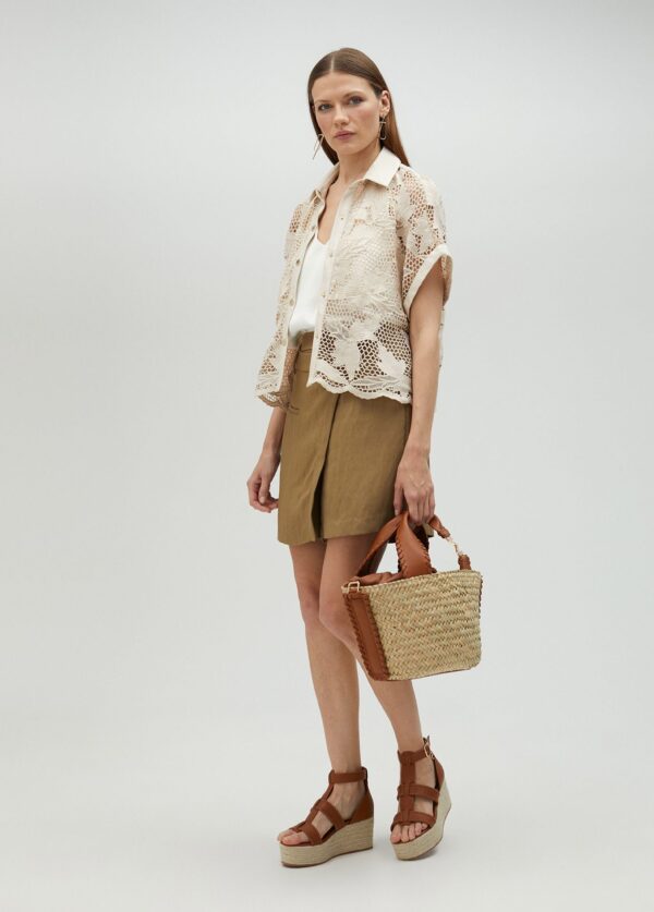 Camisa Corta Calada Guipur Crudo de Lola Casademunt by Maite - Imagen 3