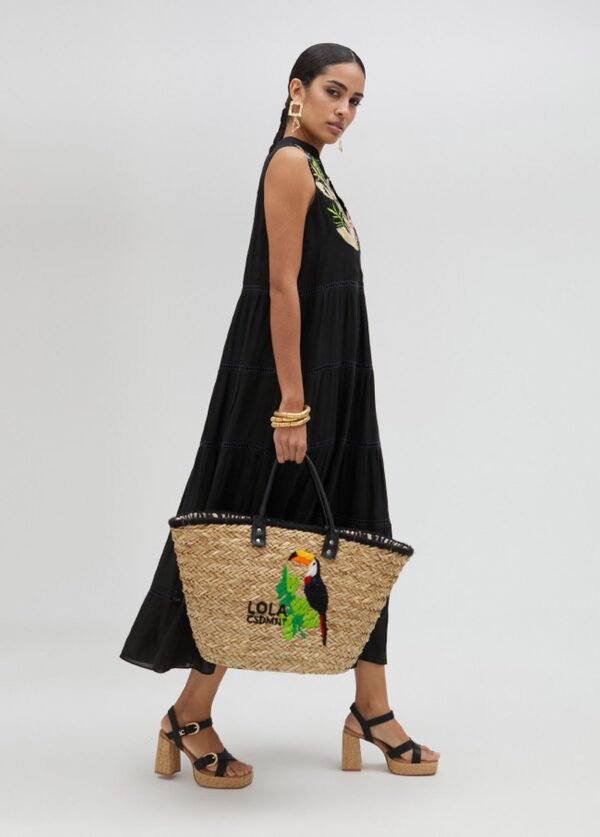 Vestido Largo Negro Bordado de Lola Casademunt - Imagen 4