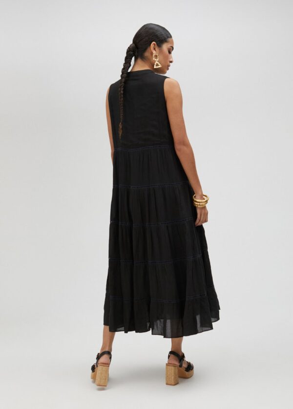Vestido Largo Negro Bordado de Lola Casademunt - Imagen 7