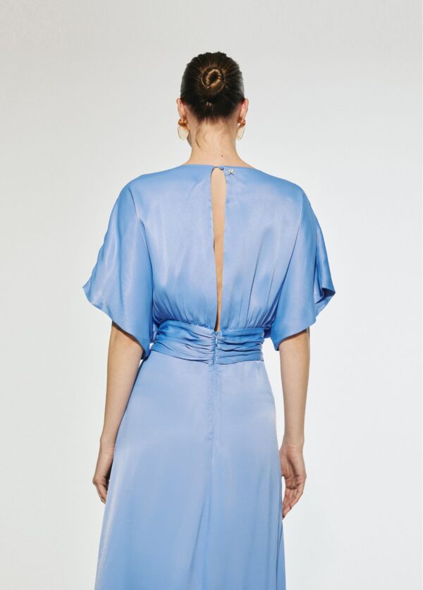 Vestido Largo con Drapeado en Cintura Azul de Lola Casademunt by Maite - Imagen 7