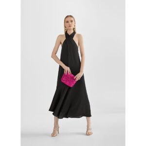 Vestido halter negro cruzado de Lola Casademunt by Maite