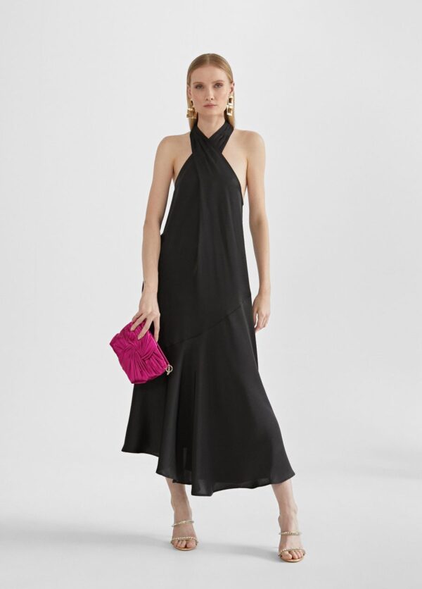 Vestido halter negro cruzado de Lola Casademunt by Maite - Imagen 5