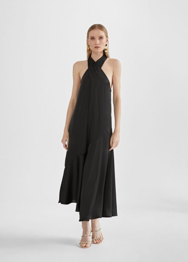 Vestido halter negro cruzado de Lola Casademunt by Maite - Imagen 2