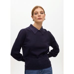 Jersey manga abullonada azul de Lola Casademunt