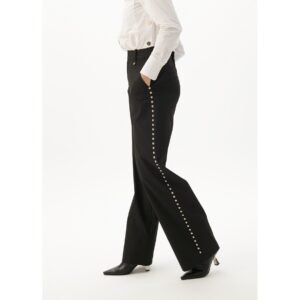 Pantalón recto con tachas laterales gris oscuro de Lola Casademunt