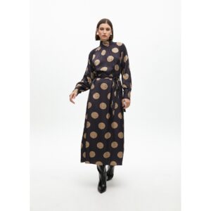 Vestido abullonado cuello alto topos de Lola Casademunt