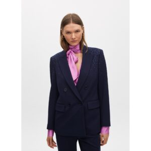 Americana con detalle strass en hombros navy de Lola Casademunt by Maite