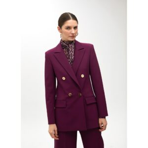 Americana cruzada doble abotonadura burdeos de Lola Casademunt by Maite