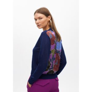 Cárdigan corto punto fino con espalda estampada de Lola Casademunt by Maite