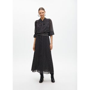 Vestido largo topos negro y crudo de Lola Casademunt by Maite