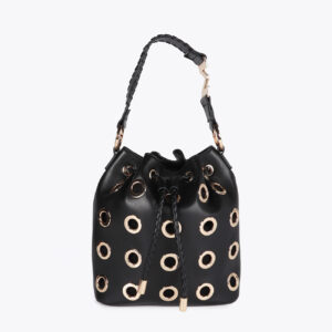 Bolso judas con ojales metalizados circulares negro de Lola Casademunt by Maite