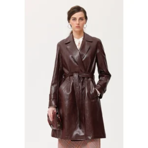 Abrigo Frances efecto piel granate de OKY