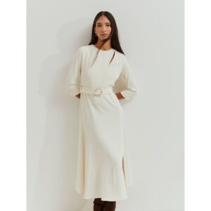 Vestido largo de punto con cinturón crudo de Lion Of Porches