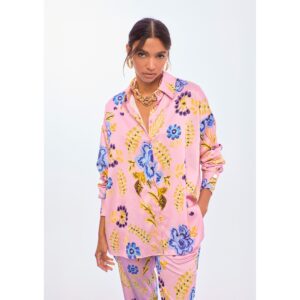Camisa satinada oversize estampado flores de Lola Casademunt