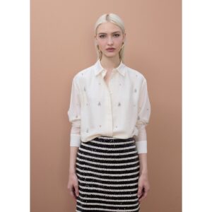 Camisa larga aplicación con pedrería de Lola Casademunt by Maite