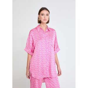 Camisa satinada bolsillo logo M rosa-crudo de Lola Casademunt by Maite